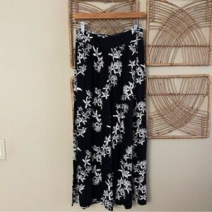 Sig Zane X Fighting Eel Floral Pants Stretchy Black White Orchid Mapu Sz M B37